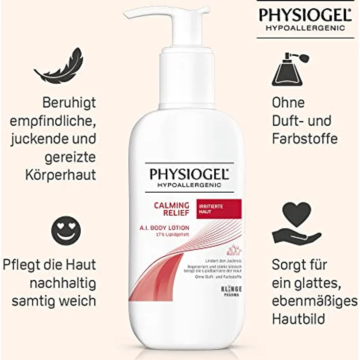 PHYSIOGEL Calming Relief A.I. Body Lotion 400 ml – regenerierende Körperlotion für empfindliche & gereizte Haut – sanfte Bodylotion zur Linderung von Juckreiz – Bild 3
