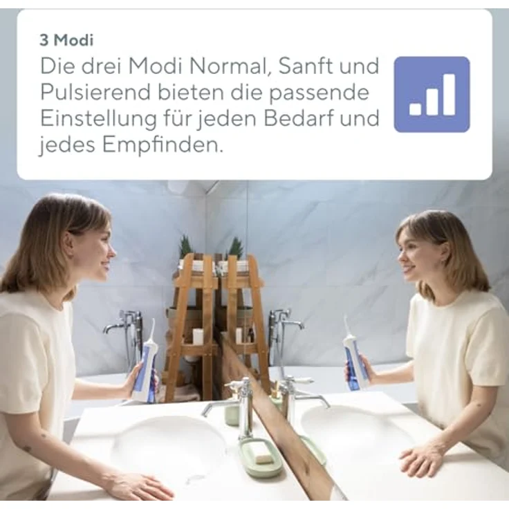 B.Well PRO-911, Tragbare Munddusche mit 3 Betriebsarten, 360-Grad-Düsendrehung, USB-Aufladung für zwei Benutzer – Bild 5