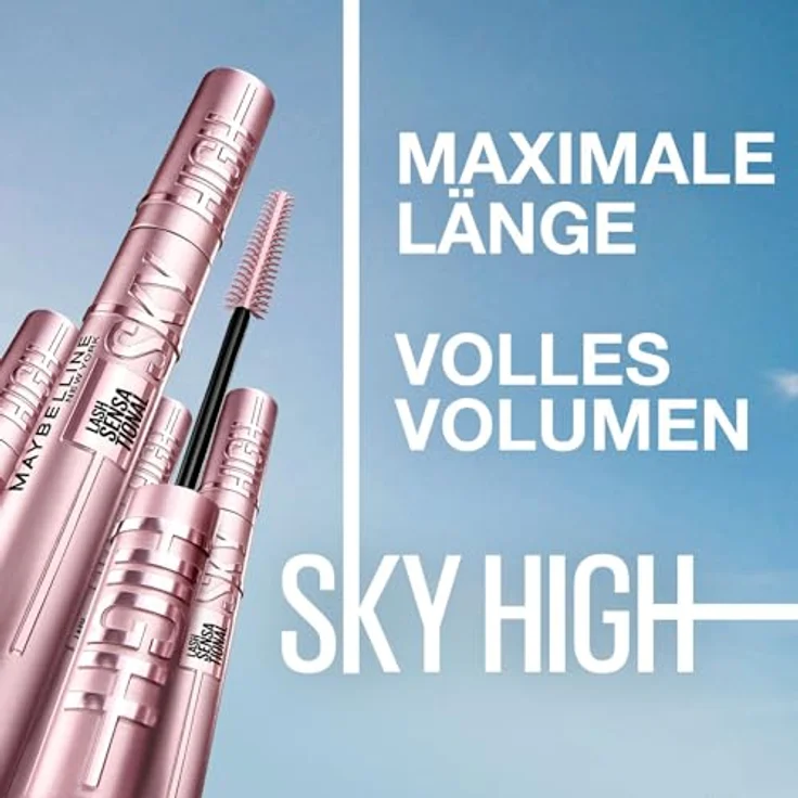Maybelline New York Lash Sensational Sky High Mascara, wasserfest, schwarze Wimperntusche für extreme Länge und Volumen, Doppelpack, 2 x 6 ml – Bild 3