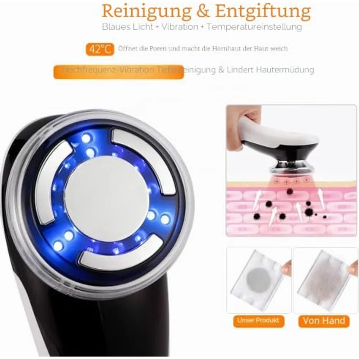 Lalano`S Cosmetics SkinStar EMS Gesichtsmassagegerät, Anti-Aging mit Photonentechnologie, Hot/Cool Behandlung, Vibrationsmassage, tragbar und USB aufladbar – Bild 8