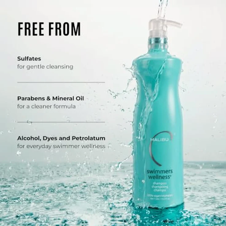 Malibu C Swimmers Wellness Shampoo, 1000 ml, schützendes Haarshampoo für SchwimmerInnen mit Feuchtigkeitsspende und Glanz verleihender Formel – Bild 5