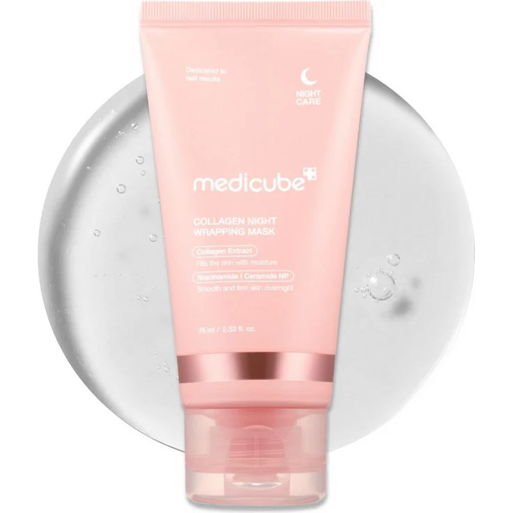 Medicube Collagen Night Wrapping Mask, Anti-Aging Nachtmaske mit Hyaluronsäure und Niacinamid, 75ml