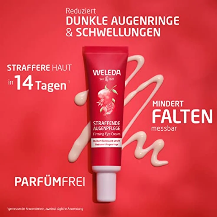 WELEDA Bio Straffende Augenpflege - Naturkosmetik Natural Anti Aging Augencreme mit Granatapfelsamenöl & Maca-Peptiden. Augenpflege mindert Falten & Augenringe. Strafft die Haut um die Augen (1x12ml) – Bild 2