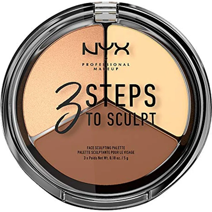 NYX Professional Makeup 3 Steps To Sculpt Konturier-Palette für die Wangen, Farbton 02 Light, 15 g, vielseitige Contouring-Palette mit pudriger Textur