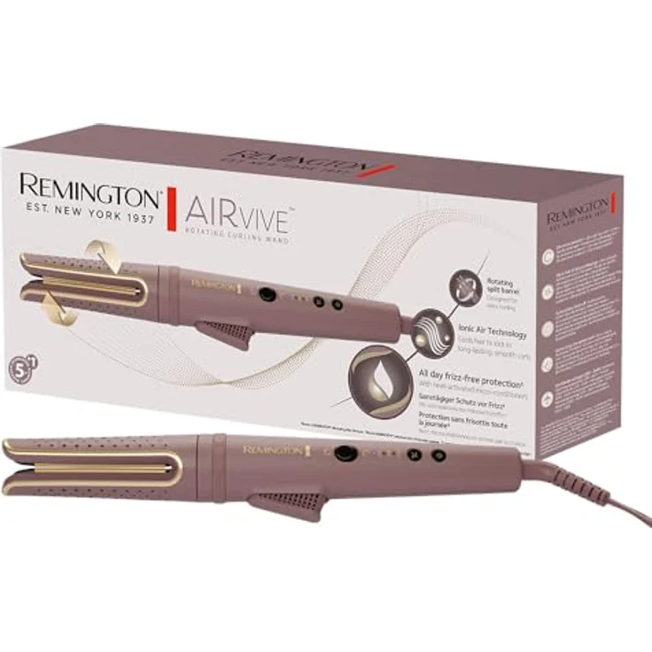 Remington Rotating Curler AIRvive CI8930, rotierender Lockenstab mit IONIC AIR-Technologie und Anti-Frizz-Formel, rot – Bild 1