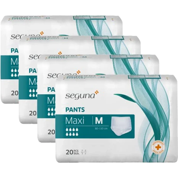 Seguna SEGUNA Pants Maxi, Inkontinenz Pants, Windelhosen für Erwachsene, Frauen, Männer, Inkontinenzhosen bei Blasenschwäche (M (Beutel 20 Stück)), Saugleistung 2.100 ml, für Hüftumfang 80-110 cm, neutraler Versand – Bild 2