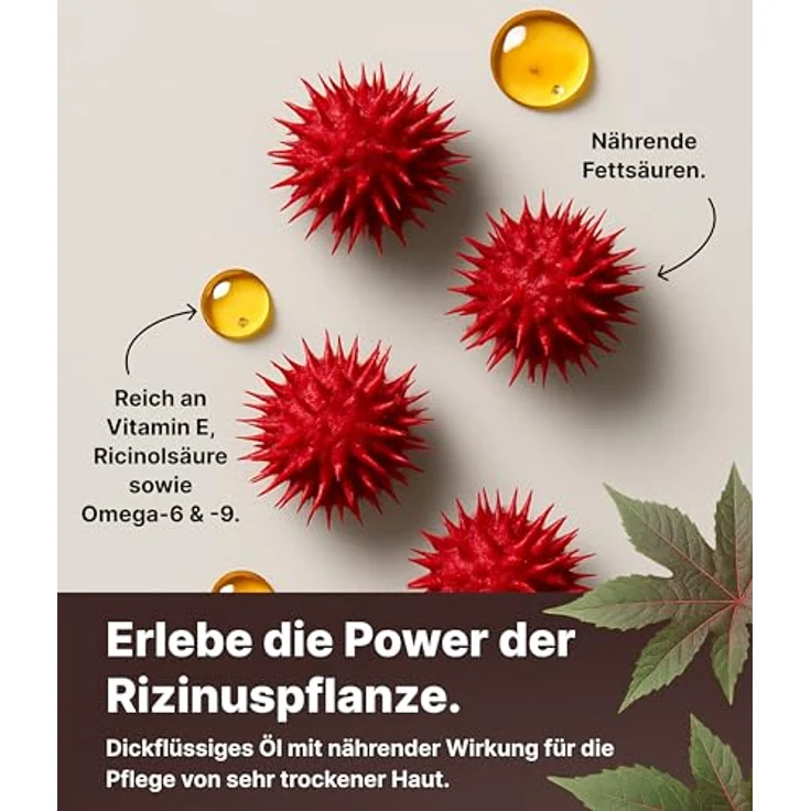 Emma Grün® Rizinus Öl Kaltgepresst 100ml - 100% reines Bio-Rizinusöl für Haare, Haut & Nagelpflege - Stärkt Wimpern & Augenbrauen - Pipette und Pumpe für präzise Dosierung - Vegan & tierversuchsfrei – Bild 4