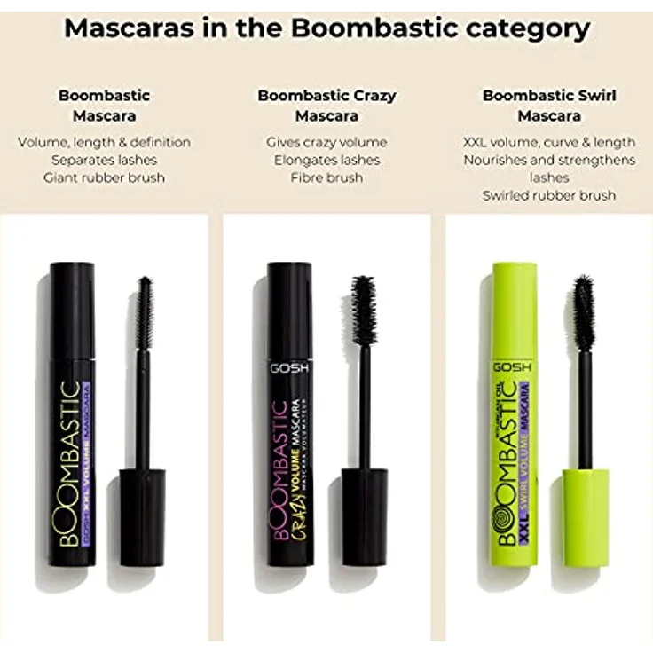 Gosh Boombastic Volumen-Mascara, für geschwungene Wimpern, 002 Crazy Blue, 13 ml – Bild 4