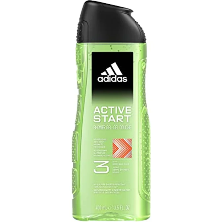 Adidas Active Start Duschgel 3-in-1 für Körper, Haare und Gesicht, vegane Formel, 400 ml – Bild 1