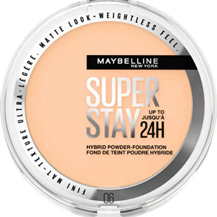 Maybelline New York - Puder 2-in-1, Mattierendes Puder und Foundation, lang anhaltend, ohne Übertragung – Superstay 24 Hybrid – Farbton: 06 – Inhalt: 9 g