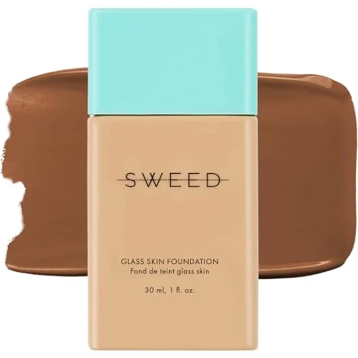 Sweed Teint Glass Skin Foundation, vegane Flüssig-Foundation mit mittlerer Deckkraft und lichtreflektierenden Pigmenten, 30 ml – Bild 1