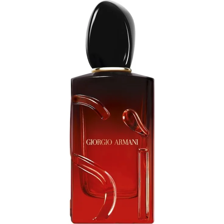 Armani Sì Passione Intense Eau de Parfum 100 ml im schwarz-roten Farbverlauf, luxuriöser Damenduft mit intensiven Birnen- und Jasminnoten