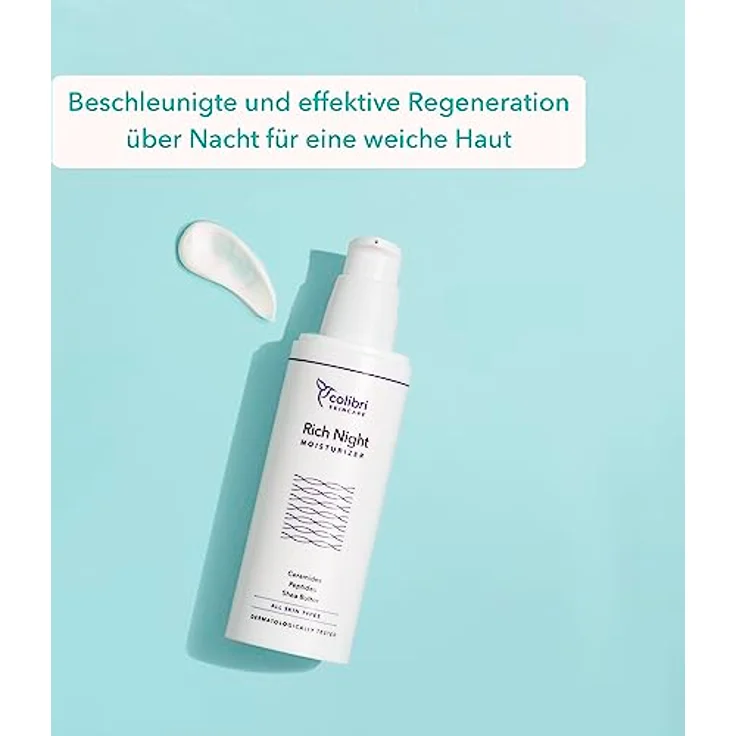 colibri skincare Rich Night Moisturizer 80ml, Nachtcreme für beschleunigte Regeneration, Anti Aging mit Ceramiden und Peptiden, feuchtigkeitsspendend für ein angenehmes Hautgefühl – Bild 3