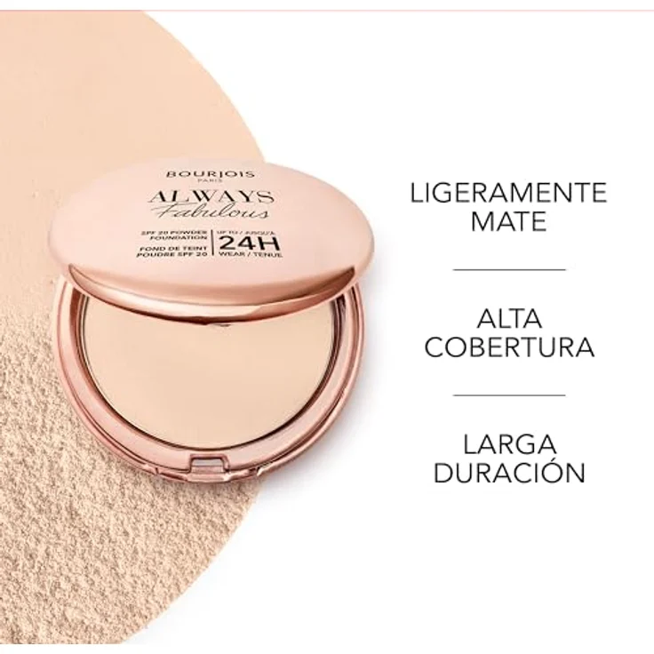 Bourjois Always Fabulous Powder 100 Rose Ivory, 7 g - Mattes Puder mit Hyaluronsäure und 24 Stunden Abdeckung – Bild 4