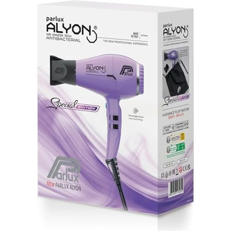Parlux Alyon Special Edition, professioneller Haartrockner mit 2250 Watt, Ionen-Technologie, schnell trocknend, leicht, lila matt – Bild 4
