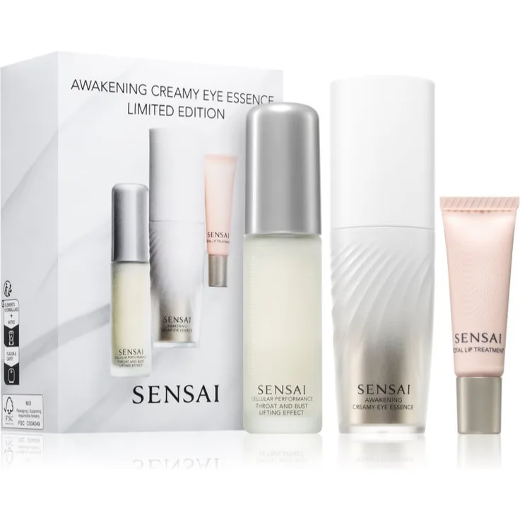 Sensai Limited Edition Intensiv-Feuchtigkeitspflege-Set, Augenpflege mit Throat & Bust Lifting Serum, Total Lip Treatment und Awakening Creamy Eye Essence, 44 ml Gesamtvolumen