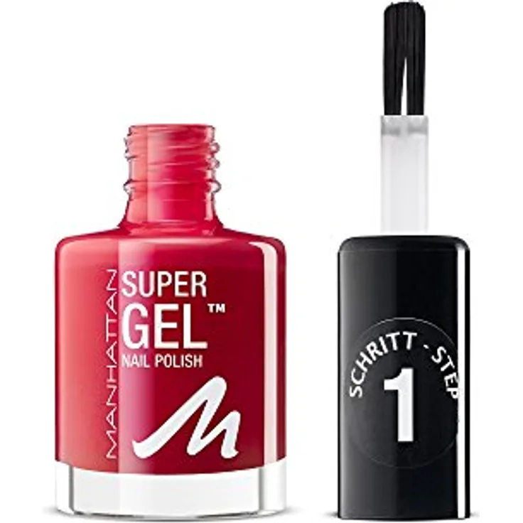 Manhattan Super Gel Nagellack – Gel Maniküre Effekt ganz ohne UV Licht – Klassisch roter Nail Polish mit bis zu 14 Tagen Halt – Farbe Ladies Night 635 – 1 x 12ml