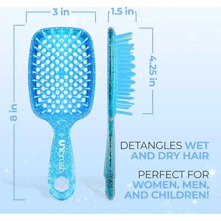 UNbrush Glitter Collection Detangling Hair Brush, Sapphire Detangler mit 105 Borsten für sanftes Entwirren von nassem und trockenem Haar – Bild 5