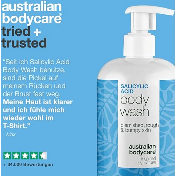 Australian Bodycare Salicylsäure-Duschgel, gegen Pickel am Rücken, Po und Brust – mit Niacinamid, Zink PCA & Glycerin – Bild 5