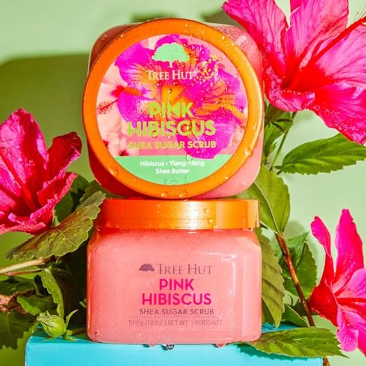 Tree Hut Pink Hibiscus Shea Sugar Scrub | Körperpeeling entfernt abgestorbene Haut | pflegende Körperpflege | 532 ml – Bild 4