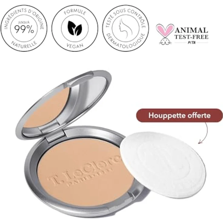 T. LeClerc PARIS 1881 Kompaktes Reispulver 09 Beige Gesichtspuder mit langem Halt 0 % Talkum Vegan 9 g – Bild 5