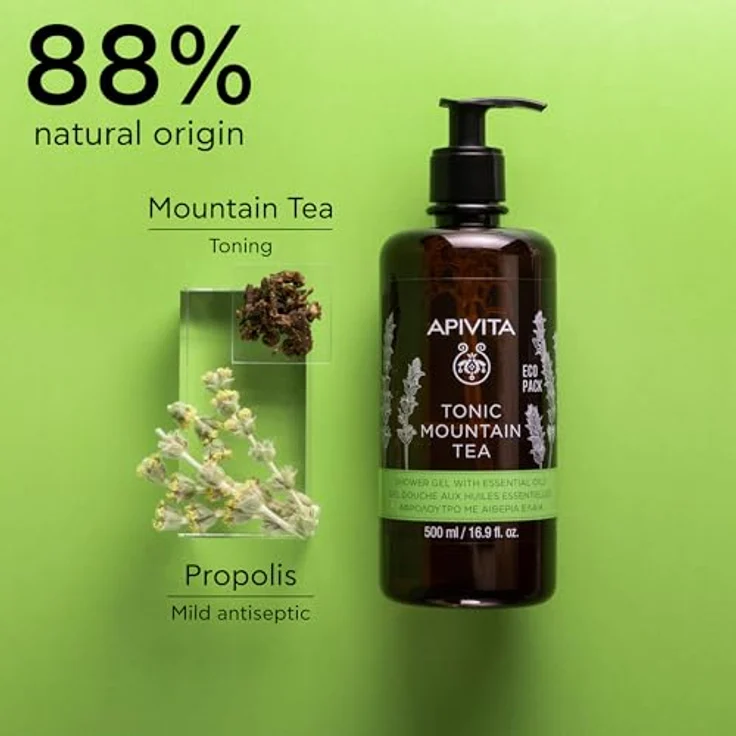 Apivita Tonic Mountain Tea Duschgel 500ml - Duschgel Körperwäsche mit Bergtee, Propolis & ätherischen Ölen - Körperreiniger, der sanft reinigt und revitalisiert – Bild 3