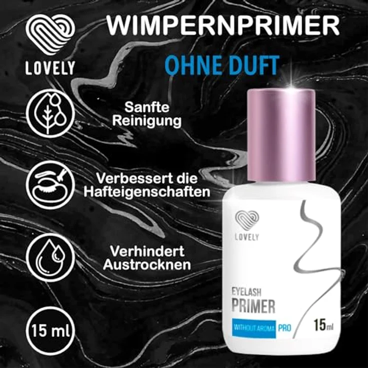 LOVELY Wimpernverlängerungs Primer, geruchlos - 15ml, Haftvermittler für maximale Haftkraft und optimale Vorbereitung der Naturwimpern, für professionelle Wimpern Extensions Anwendungen – Bild 2