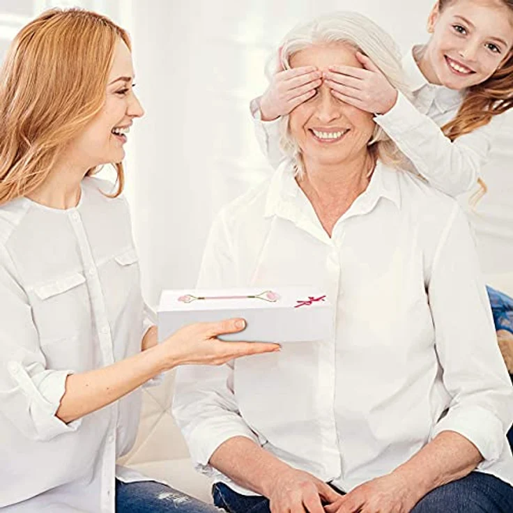 cofi1453 Massageroller & Gua Sha Set, 3-teiliges Beauty-Set aus Rosenquarz, gegen Falten & Schwellungen, fördert Durchblutung, unterstützt Lymphdrainage – Bild 8