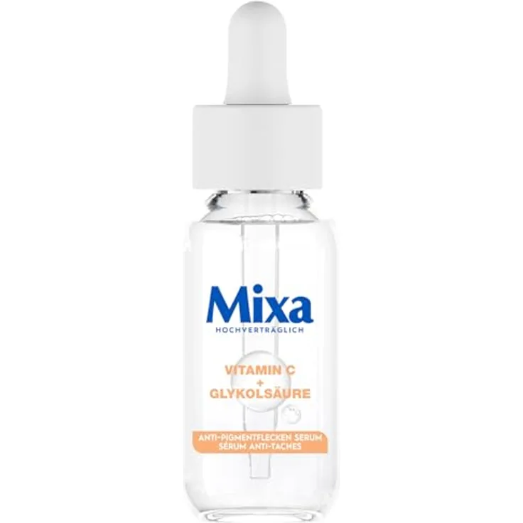 Mixa Anti-Pigmentflecken Serum, Für ungleichmäßige, fahle und sensible Haut mit Vitamin C und Niacinamid, LSF 20, Hypoallergen, 30 ml