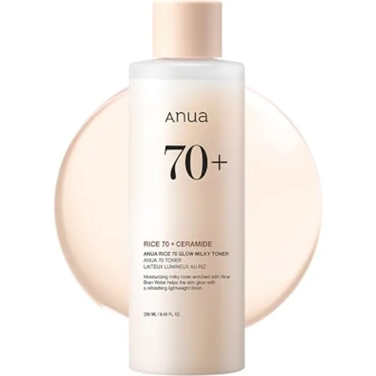 ANUA Rice 70 Glow Milky Toner, Reiswasser, Niacinamid, Ceramide, Panthenol, 250 ml/8,45 fl.oz.