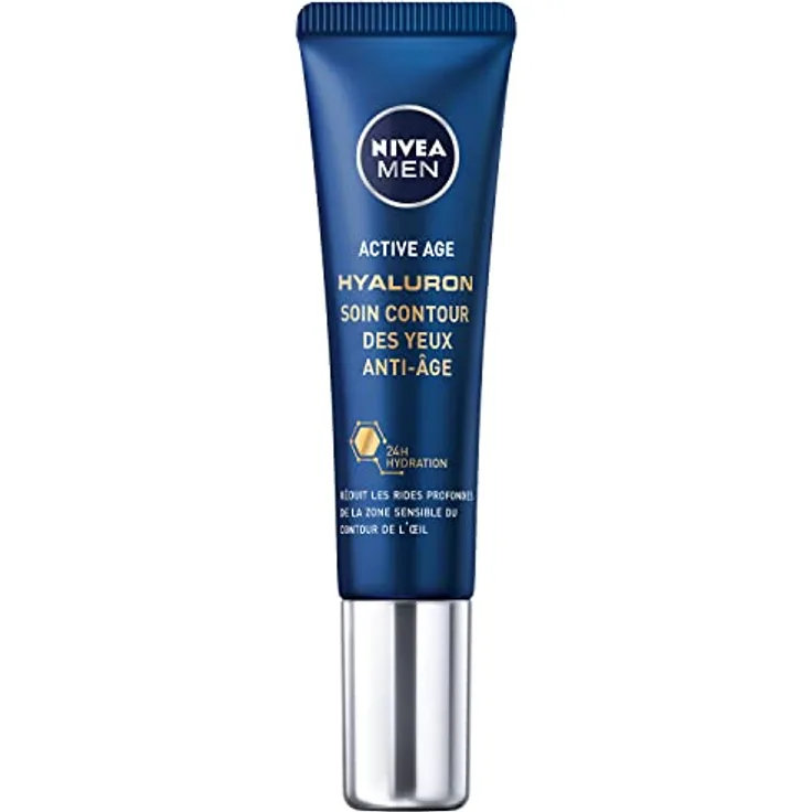 NIVEA MEN Anti-Aging Augenpflege, feuchtigkeitsspendende Augenpflege mit Hyaluronsäure, Anti-Falten und Fältchen für Männer, 15 ml