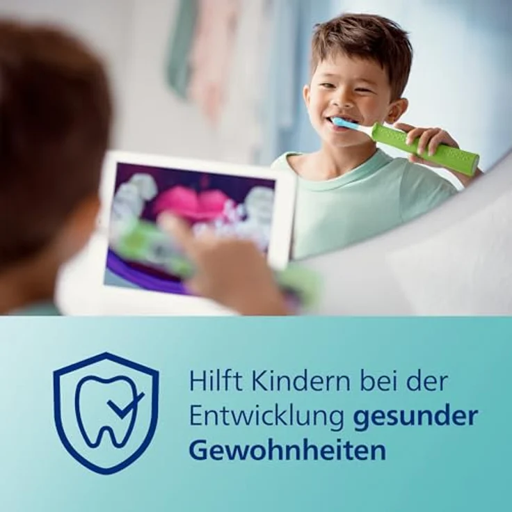 Philips Sonicare HX6352/11, Elektrische Zahnbürste für Kinder mit Bluetooth-App, 2 Putzmodi, ergonomischem Griff und 10 Aufklebern zur Personalisierung – Bild 5