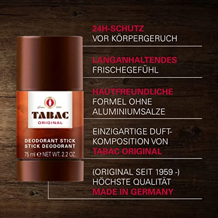 Tabac Original Deodorant Stick Vorteilepack, 3x 75ml, 24 Stunden Deo-Schutz, sanft zur Haut, maskulin-herber Duft seit 1959 – Bild 2