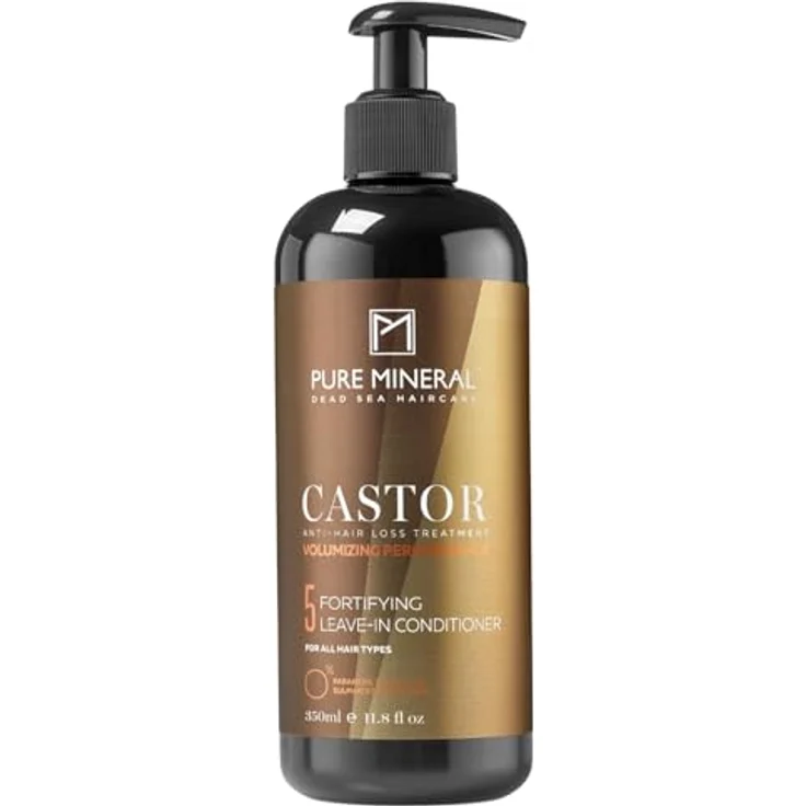 M PURE MINERAL DEAD SEA COSMETICS Pure Mineral Leave-in-Conditioner mit Rizinusöl, stärkt und hydratisiert für brüchiges Haar, 350ml - ohne Sulfate, Parabene, Petrolate – Bild 1