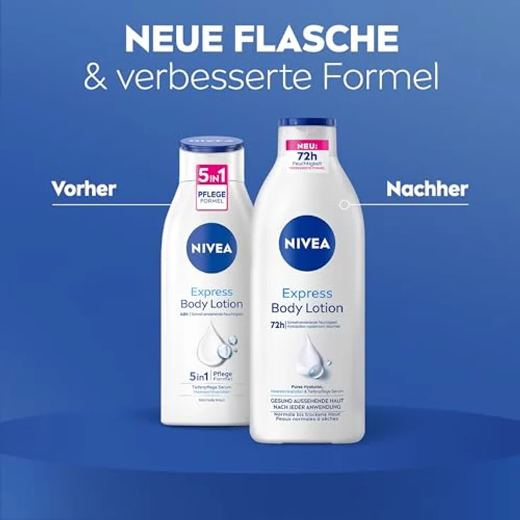 NIVEA Body Express Feuchtigkeit Bodylotion, 400ml, mit Hyaluron und Meeresmineralien, schnell einziehend, nicht-fettend – Bild 3