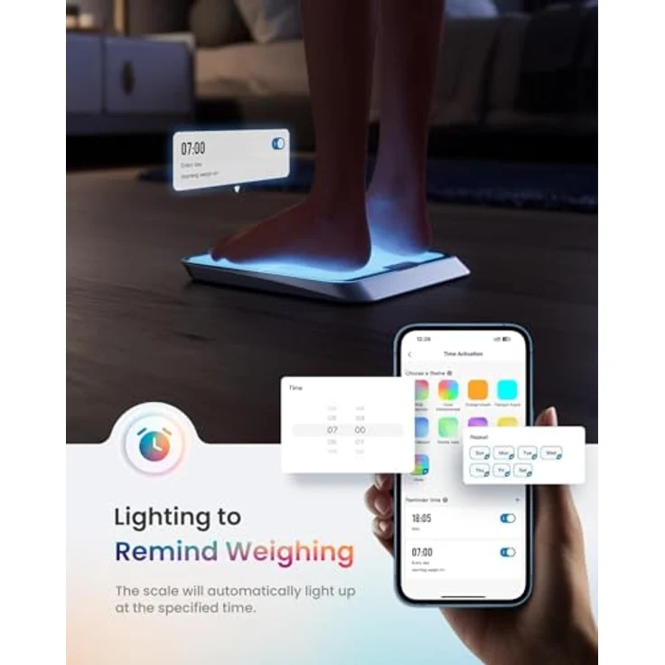 RENPHO Elis Chroma Körperfettwaage, intelligente Bluetooth Personenwaage mit ITO-Beschichtung, 180 kg, anpassbare Farben, wiederaufladbar, 30 cm – Bild 2
