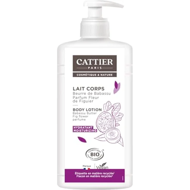 CATTIER PARIS Feuchtigkeitsspendende Körperlotion Babassubutter - Feigenblütenduft - vegane Körpercreme - Etikett aus 100% recyceltem Kunststoff - 500ml – Bild 1