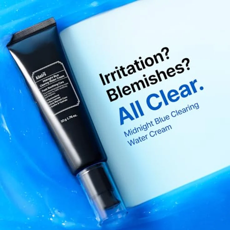 Klairs Midnight Blue Clearing Water Cream, leichte feuchtigkeitsspendende Gesichtscreme mit Niacinamid und Hyaluronsäure, 50 g – Bild 2