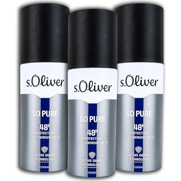 s.Oliver SO PURE Men Deo Spray, 3er Pack 150 ml, Deodorant