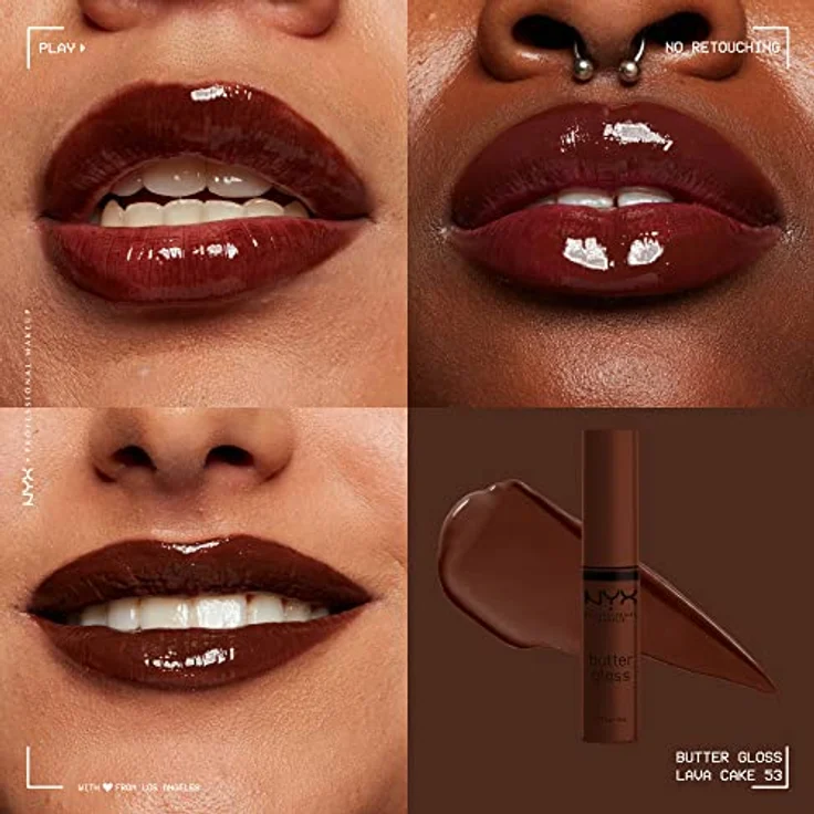 NYX Professional Makeup Butter Gloss 53 Lava Cake, cremiger Lippenstift mit seidiger Textur und köstlichem Geschmack – Bild 3