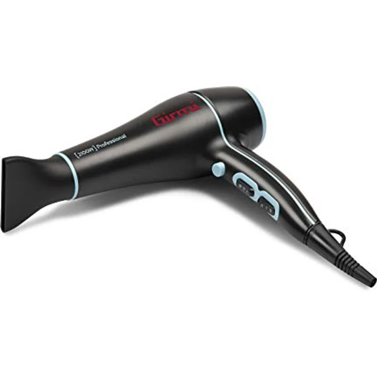 Girmi Girmi PH46 Haartrockner, 2100 W mit AC-Motor, schwarz/hellblau, 2 Geschwindigkeiten, 3 Temperaturen, extradünner Luft-Konzentrator – Bild 2