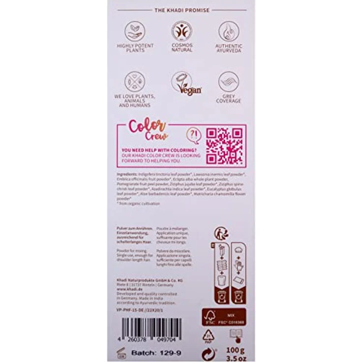 khadi Pflanzenhaarfarbe Goldbraun 100g I Haarfarbe für glänzendes und goldenes Braun I Naturhaarfarbe 100% pflanzlich – Bild 3