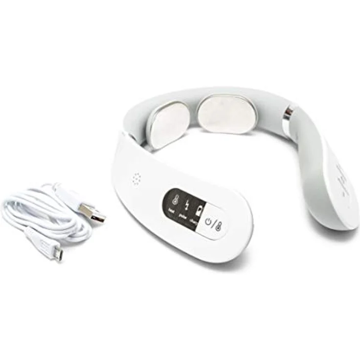 Bodi-Tek EMS Nacken- und Schultermassagegerät mit Wärme, 6 Programmen und 16 Intensitätsstufen, freihändiges Design, LCD-Display, wiederaufladbar – Bild 2