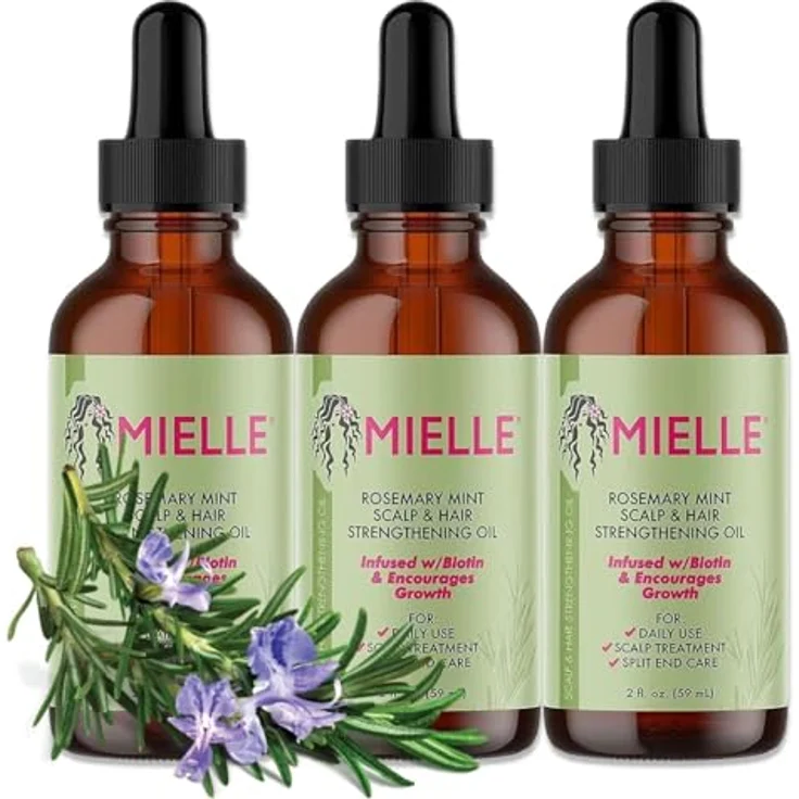 P-Beauty Rosmarin & Minze Haaröl für Haarwachstum - 59ml | Intensive Bio Haarpflege, Kopfhautpflege & Haarstärkung | Geeignet für empfindliche Kopfhaut & gefärbtes Haar | 3x59ml – Bild 1