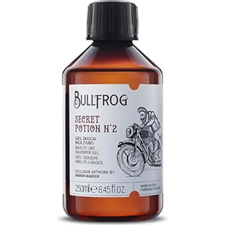 Bullfrog Secret Potion Mehrzweck-Duschgel Nr. 2, 91 % natürlich, würziger Duft, hergestellt in Italien, 250 ml