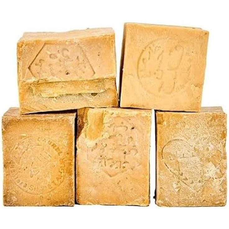 Carenesse Aleppo Seifen, 5 Stück lose im Bruch, handgemachte Olivenöl-Haarseife, vegan, ca. 830-930 g, gemischte Sortierung mit Schönheitsfehlern – Bild 1