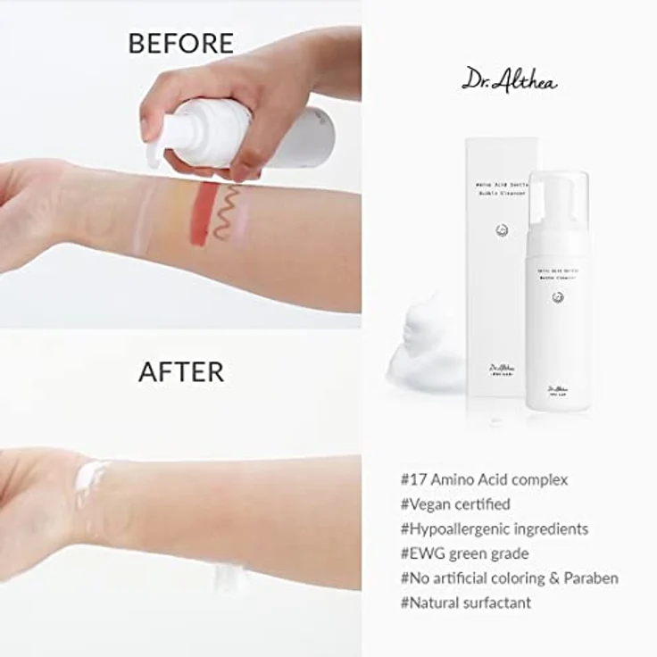 Dr. Althea Amino Acid Gentle Bubble Cleanser, sanfter Reinigungsschaum mit Hyaluronsäure und Ceramiden, 140 ml – Bild 3