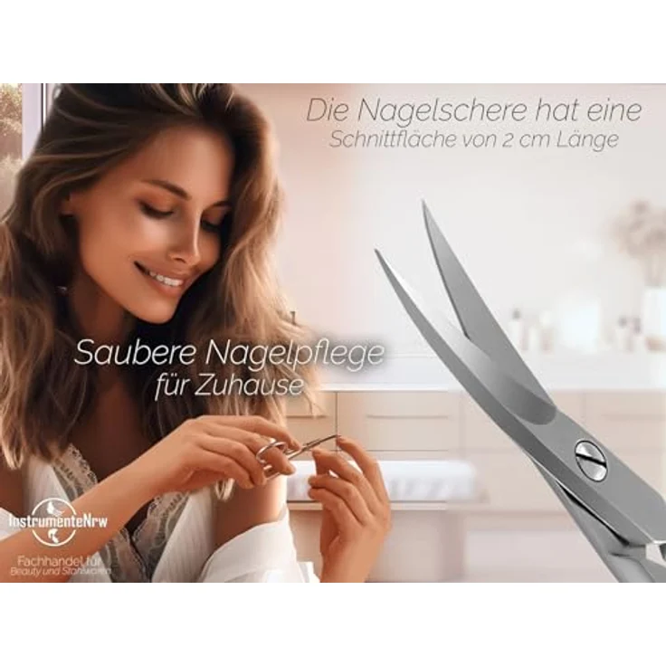 InstrumenteNrw Nagelschere gebogen, Edelstahl rostfrei mit scharfer und präziser Schnittfläche, 9,5 cm für Maniküre und Pediküre – Bild 3