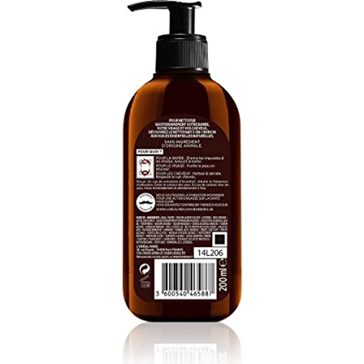 L'Oréal Men Expert BarberClub 3-in-1-Reiniger für Bart + Gesicht + Haare für Herren, für den täglichen Gebrauch, mit ätherischem Zedernholzöl, für alle Hauttypen, 200 ml – Bild 2
