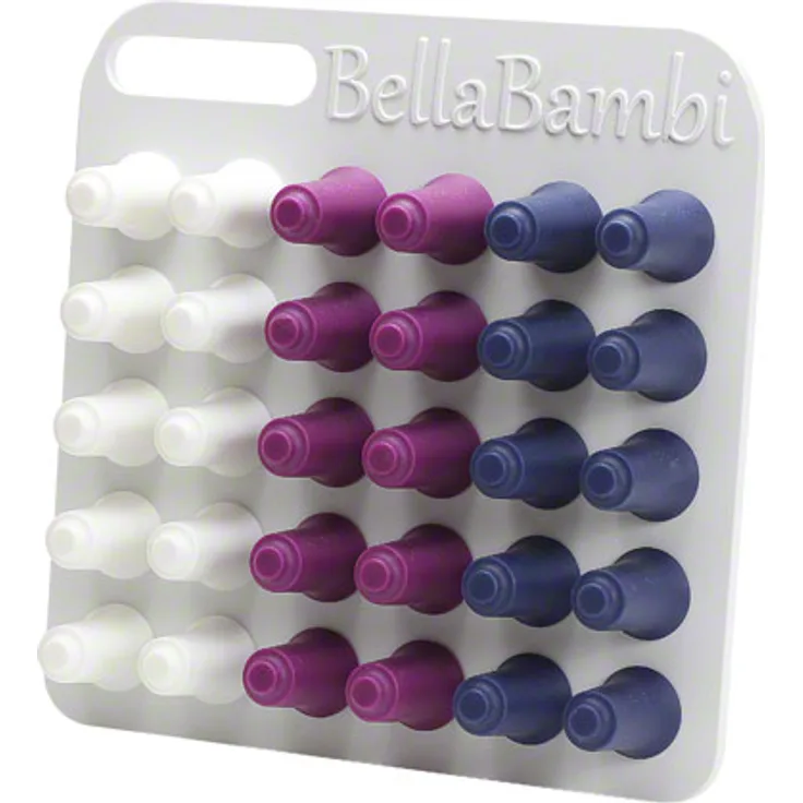 BellaBambi® mini profi, Set mit 30 Massage-Schröpfen in 3 Intensitäten: 10x SENSITIVE weiß, 10x INTENSE blau, 10x REGULAR orchidee, biokompatibles Silikon, spülmaschinengeeignet